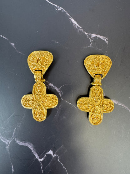 Chanel Vintage Cross CC Earrings