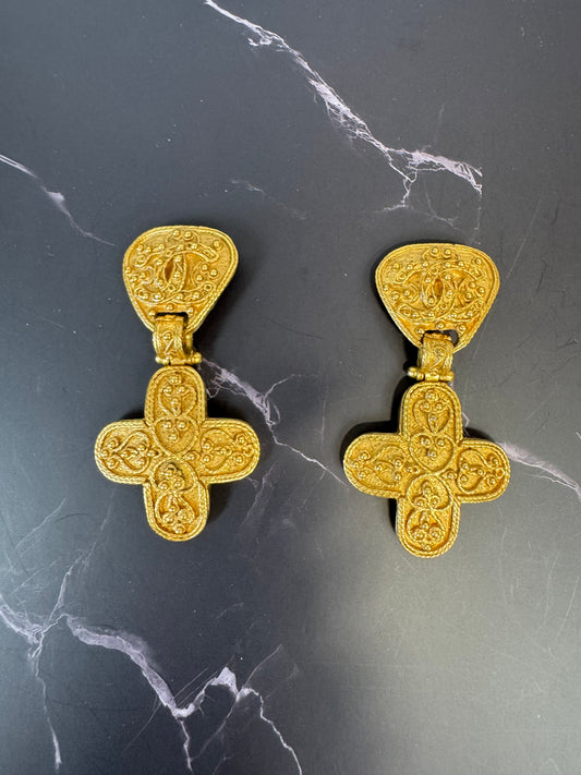 Chanel Vintage Cross CC Earrings