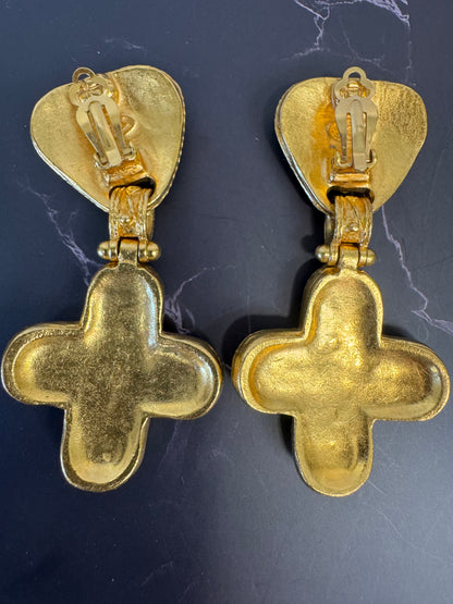 Chanel Vintage Cross CC Earrings