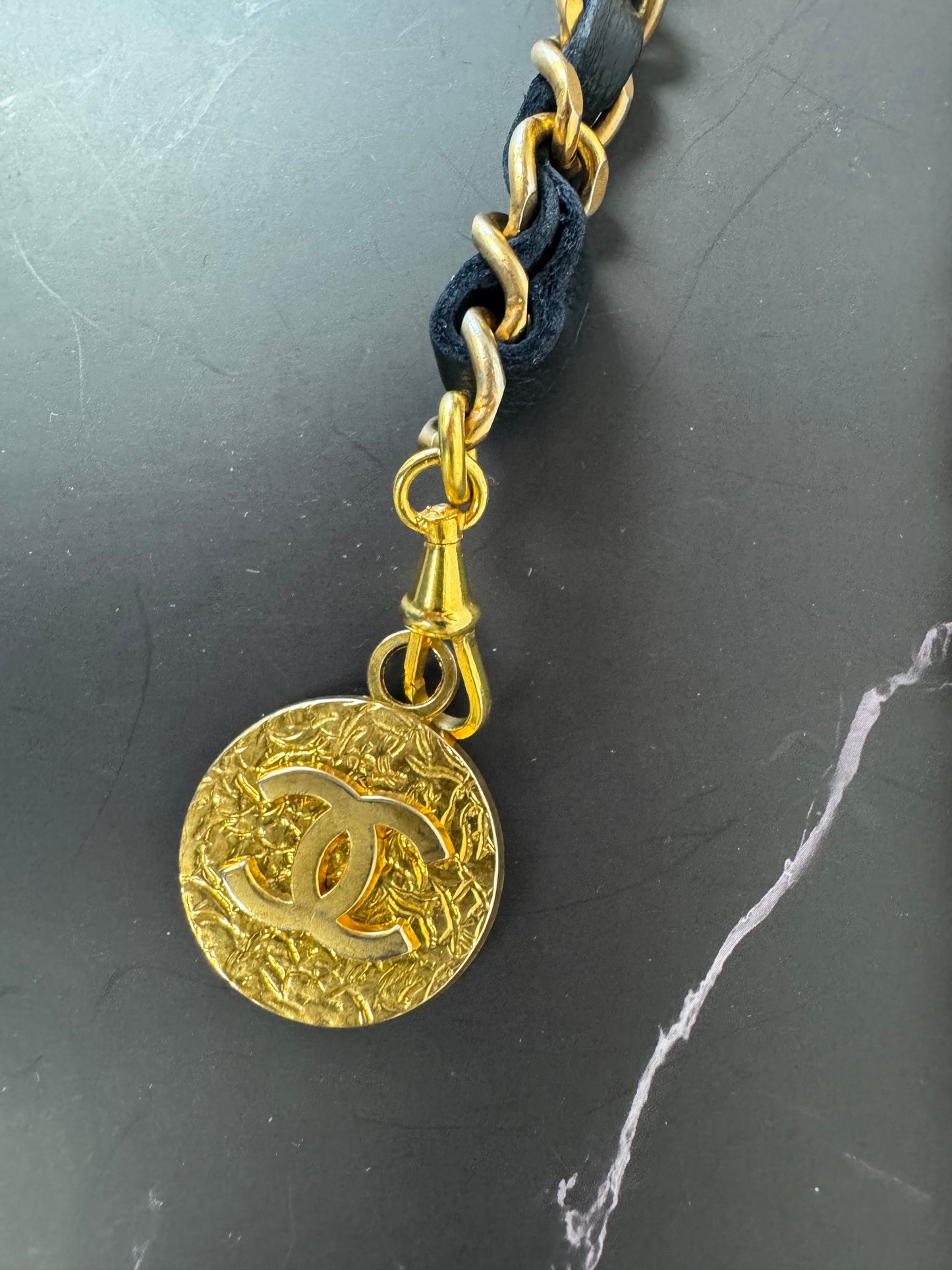 Chanel 1980s Chain Belt – 24K Gold Plated with Lambskin Interwoven Chain