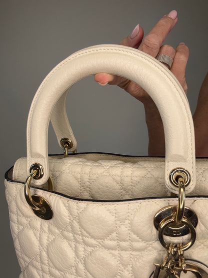 Dior Lady Dior  White Leather Two Way
