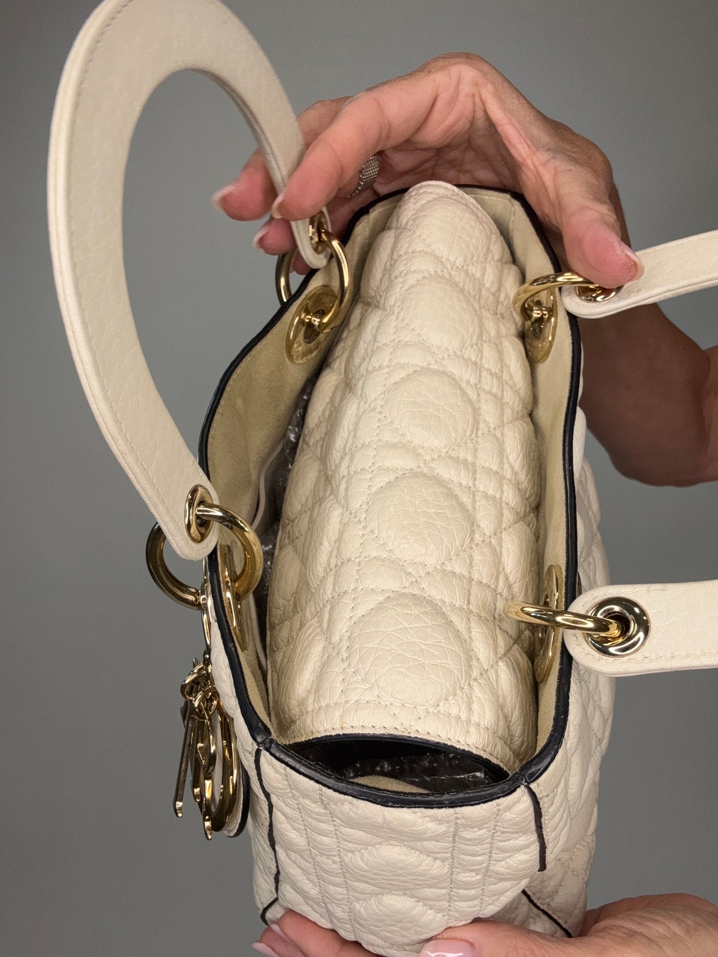 Dior Lady Dior  White Leather Two Way
