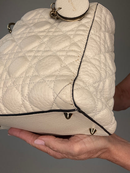 Dior Lady Dior  White Leather Two Way