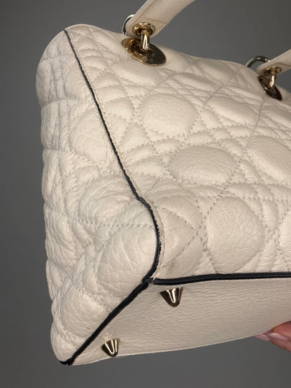Dior Lady Dior  White Leather Two Way