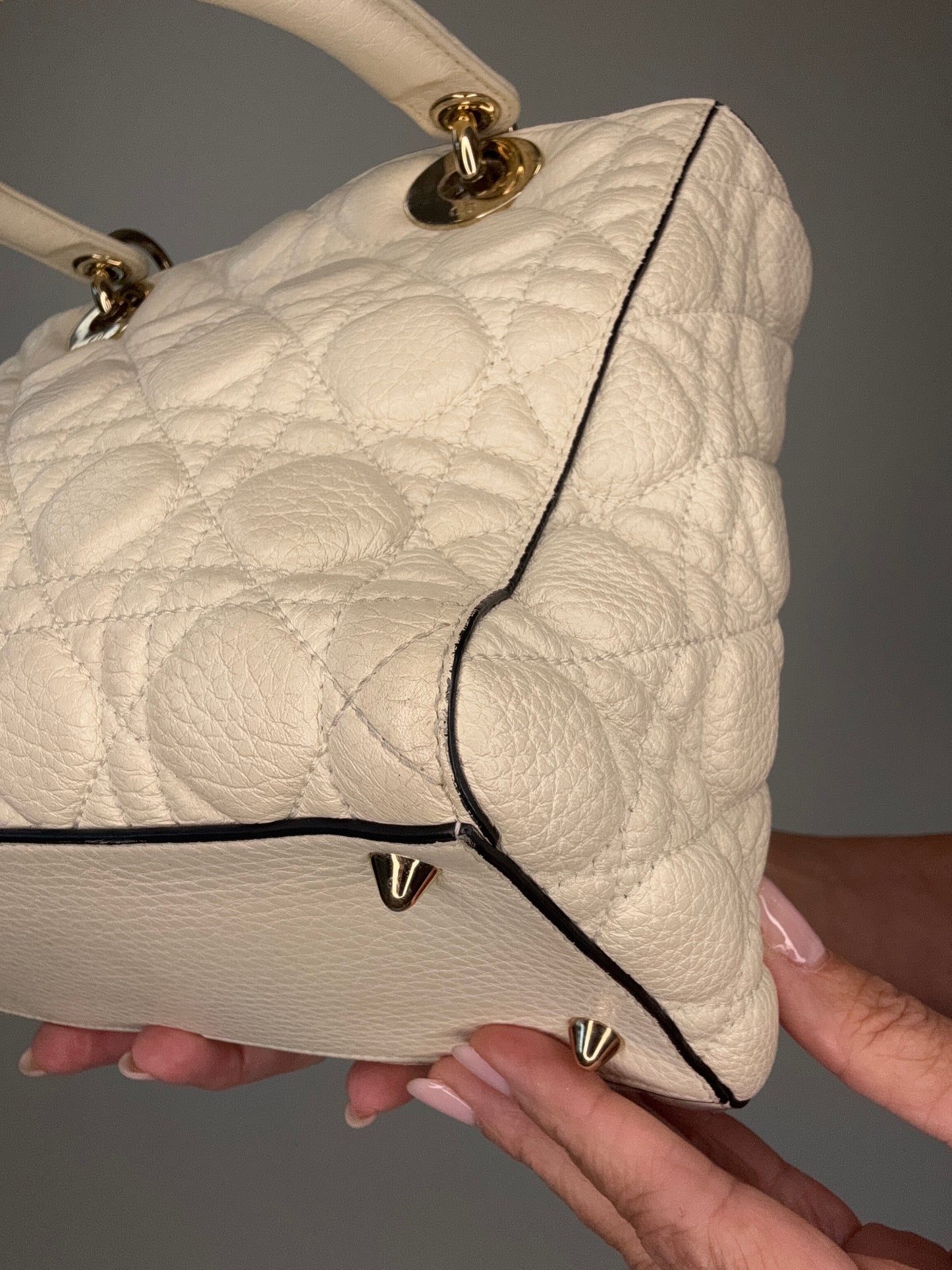 Dior Lady Dior  White Leather Two Way
