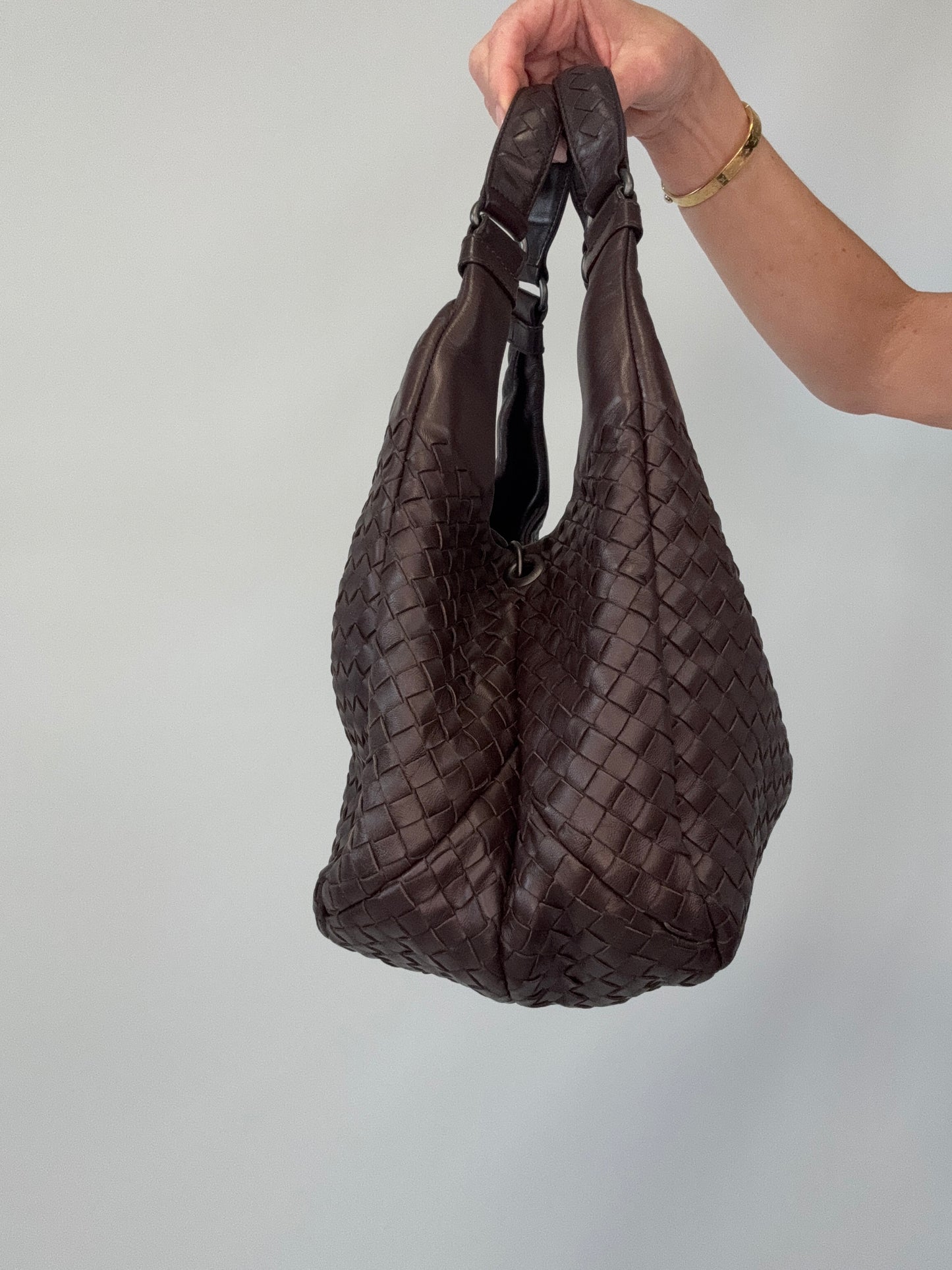 Bottega Veneta Intrecciato Campana Medium Brown-Vintage