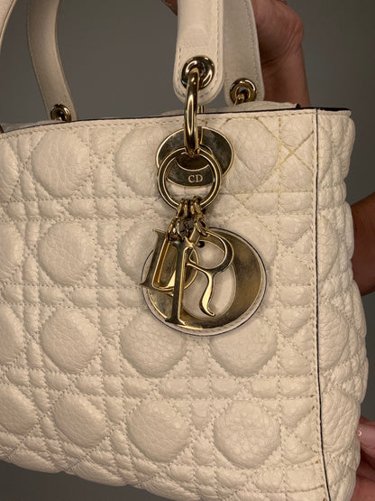 Dior Lady Dior  White Leather Two Way