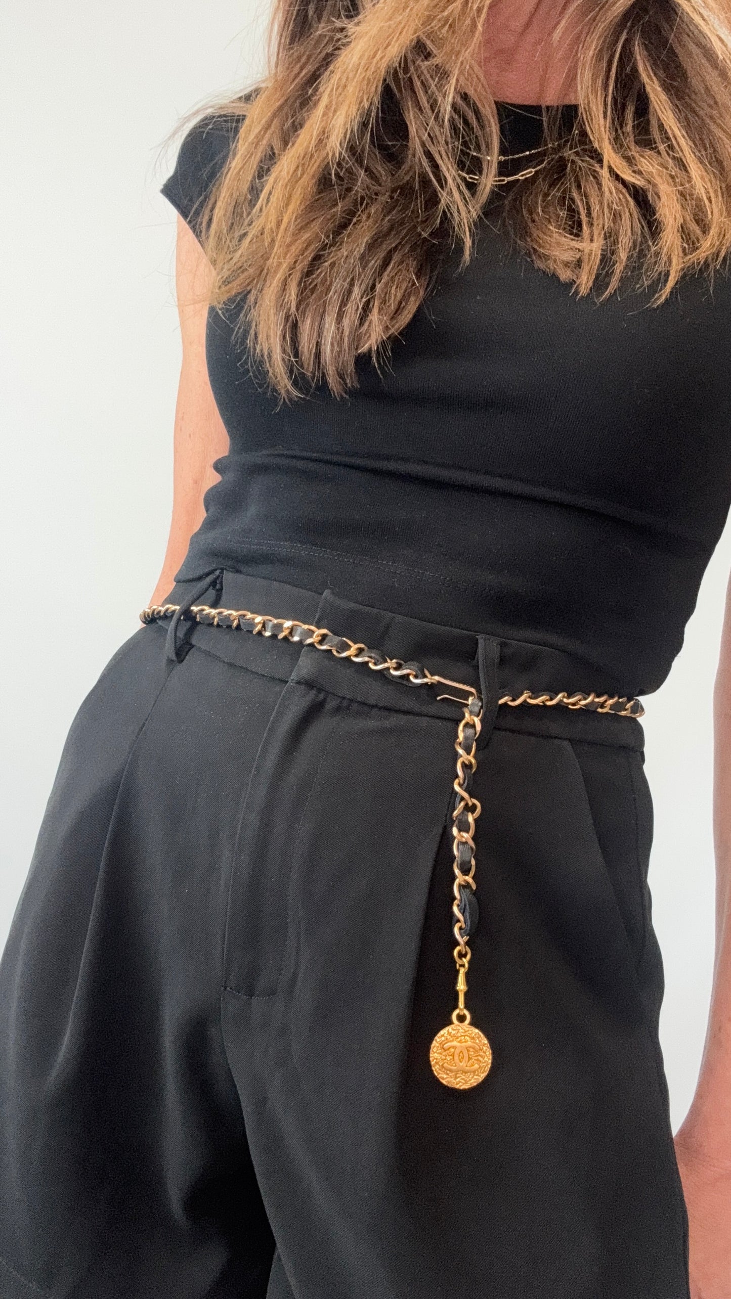 Chanel 1980s Chain Belt – 24K Gold Plated with Lambskin Interwoven Chain