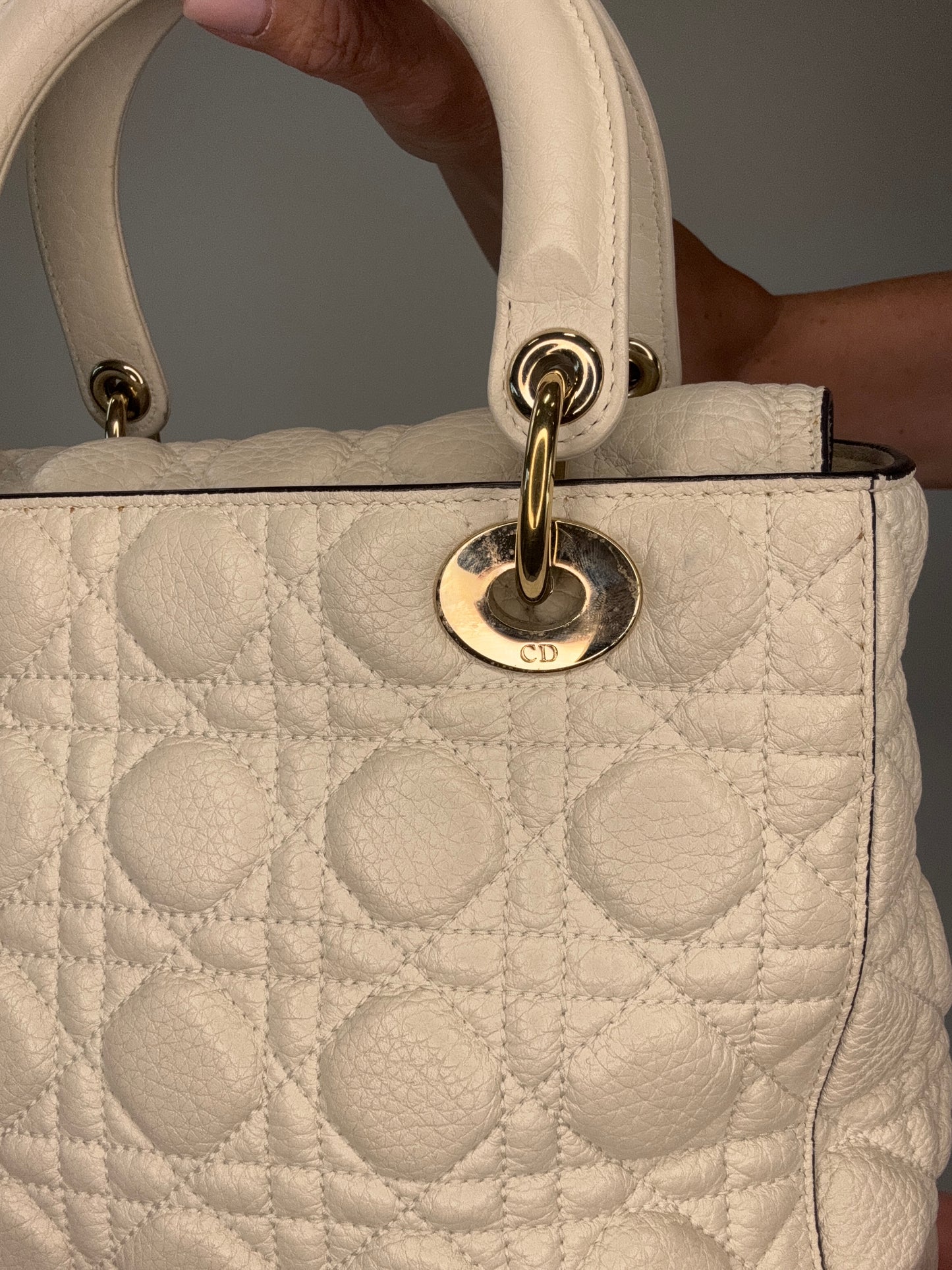 Dior Lady Dior  White Leather Two Way