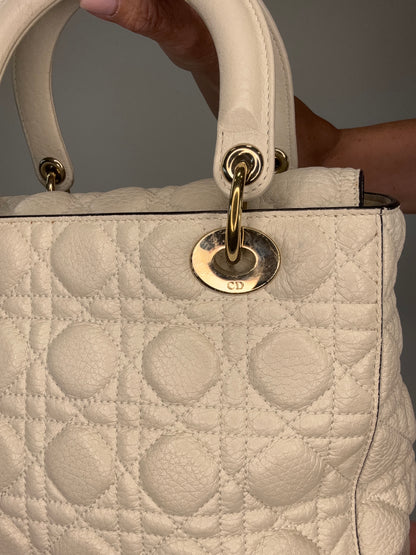 Dior Lady Dior  White Leather Two Way