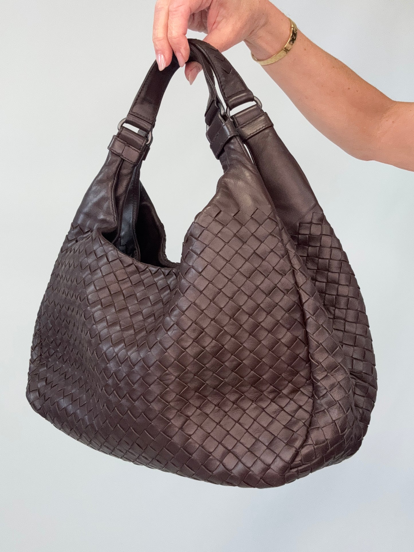 Bottega Veneta Intrecciato Campana Medium Brown-Vintage