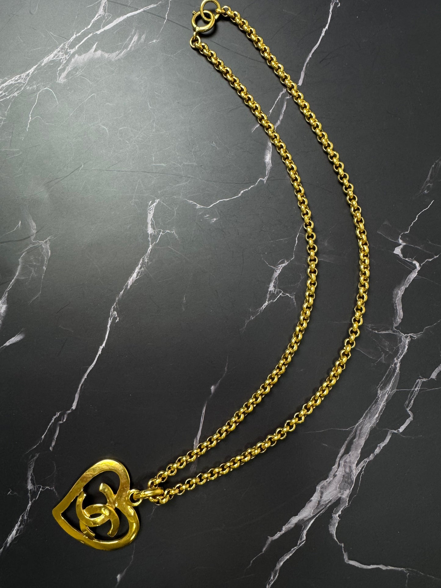 Chanel Heart CC Pendant Necklace — 1995 (24k Gold Plated)