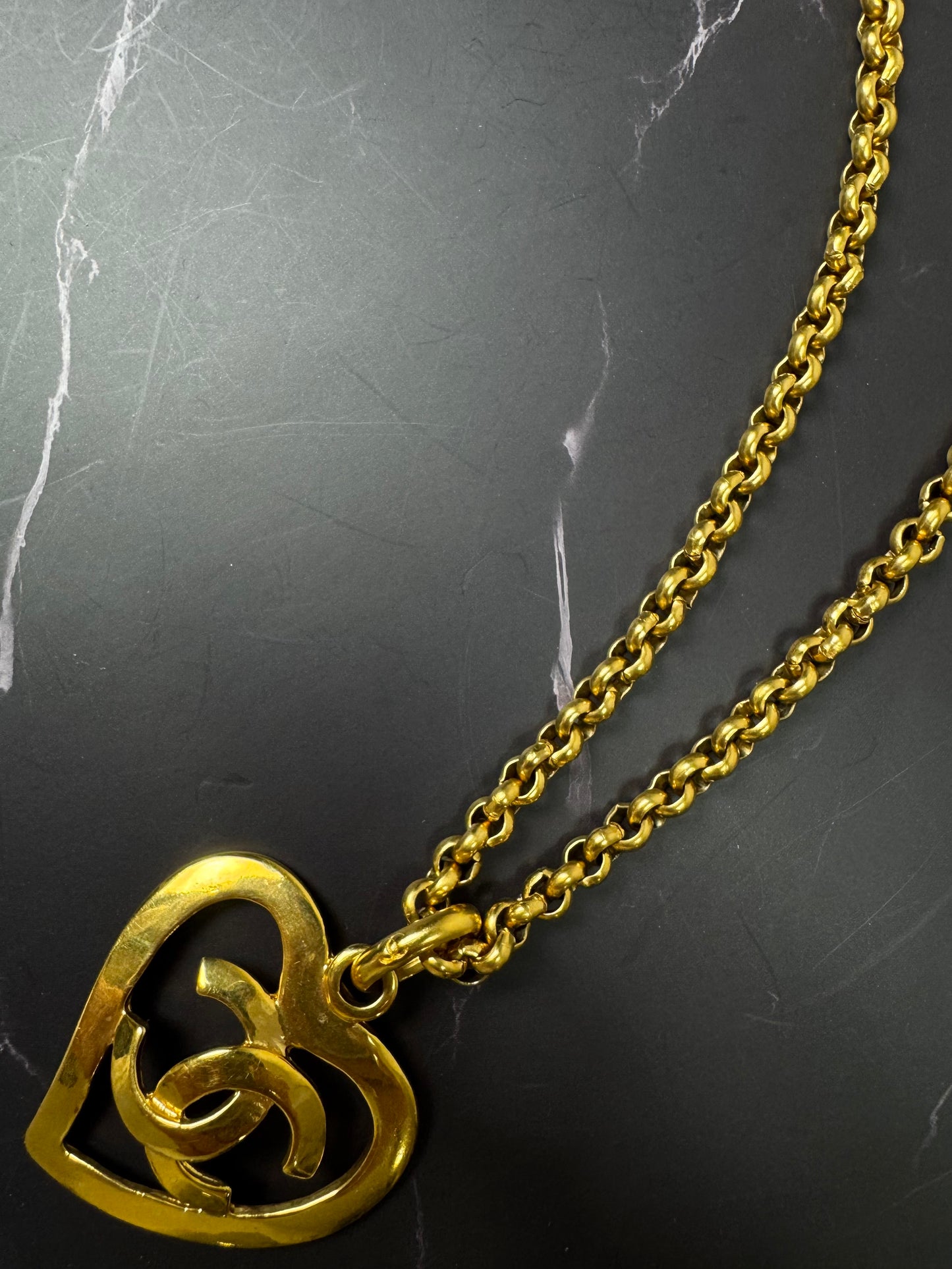 Chanel Heart CC Pendant Necklace — 1995 (24k Gold Plated)