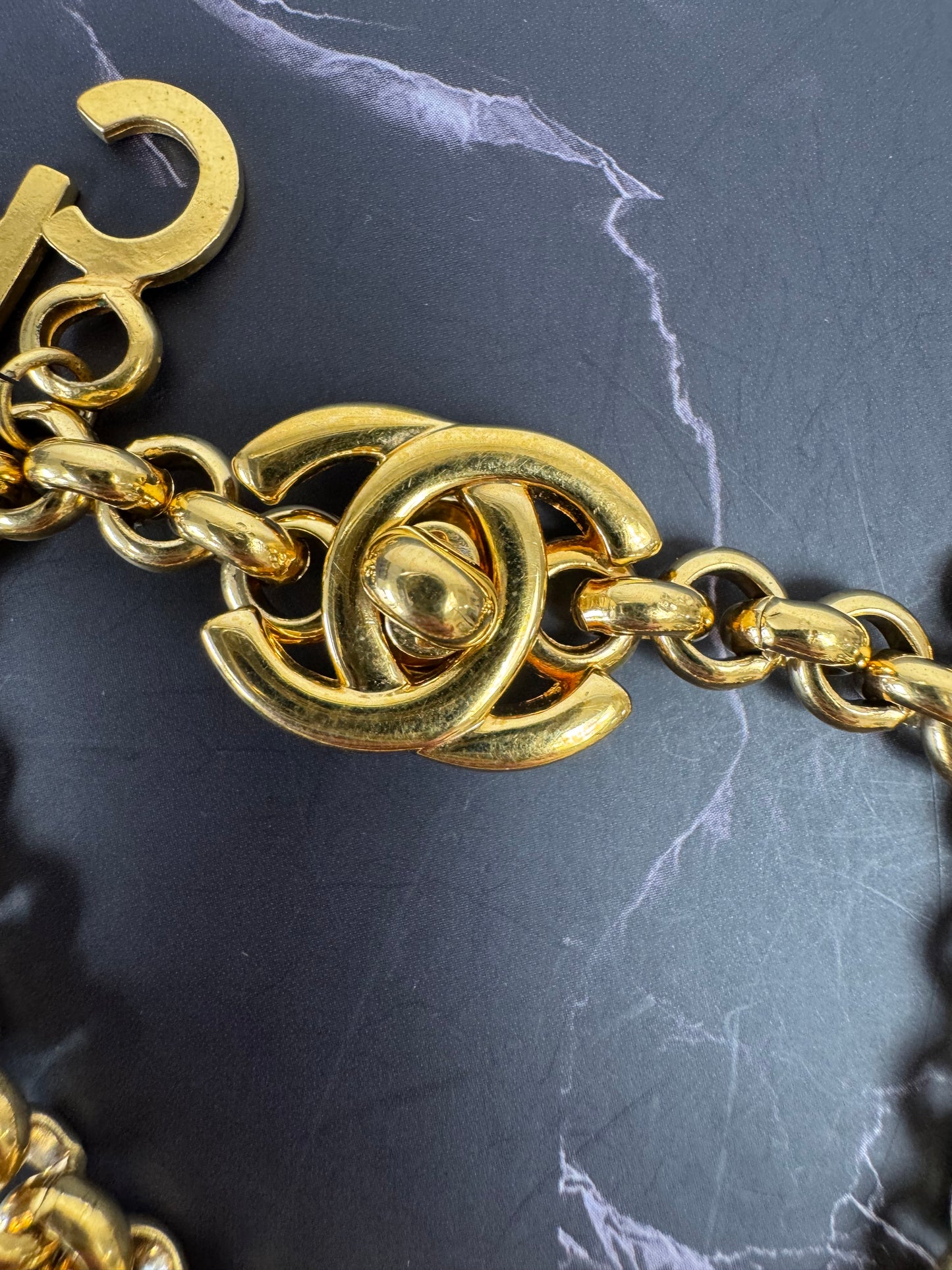 Chanel Vintage Turnlock Letter Charm Bracelet (1996)
