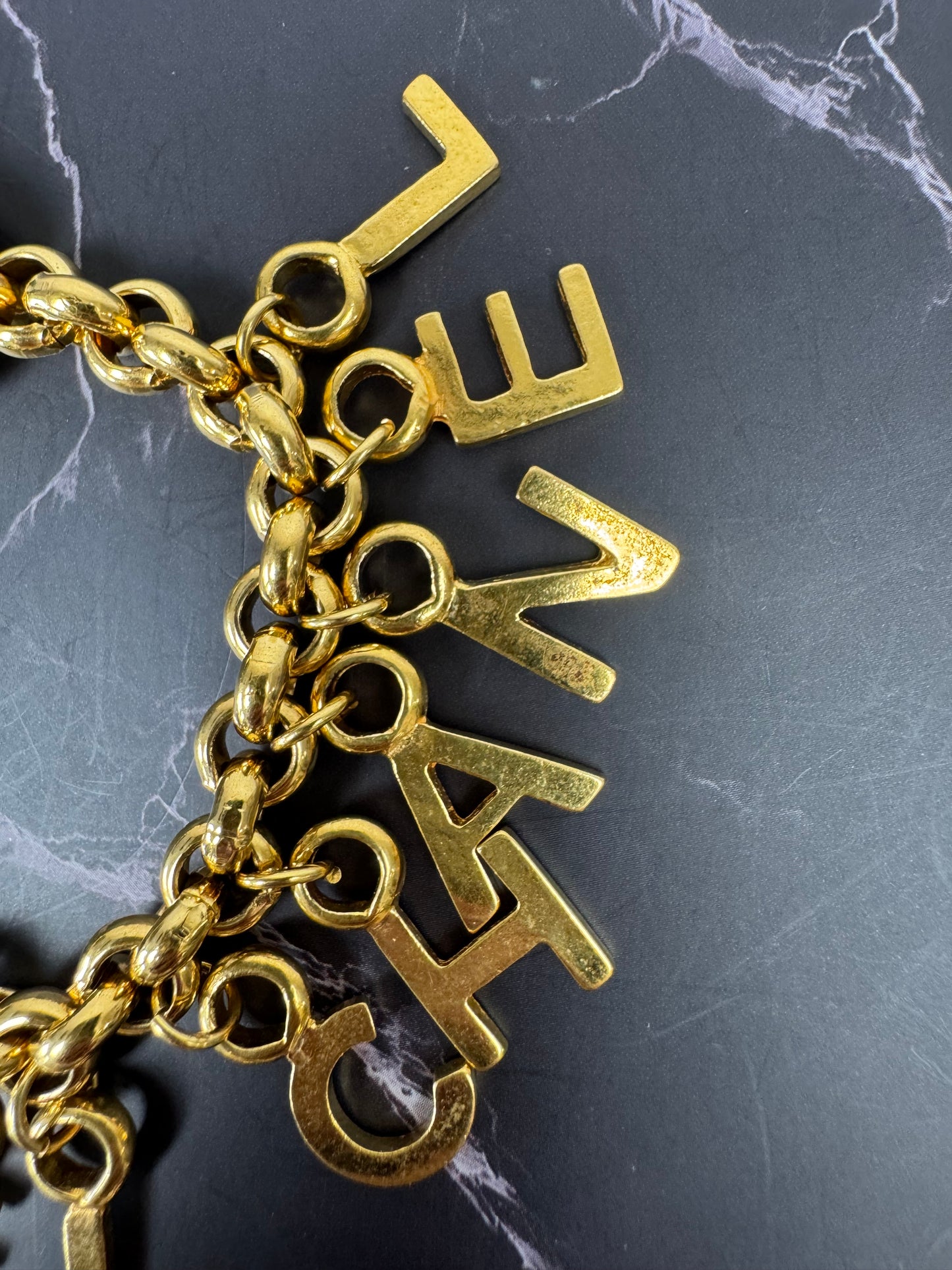Chanel Vintage Turnlock Letter Charm Bracelet (1996)