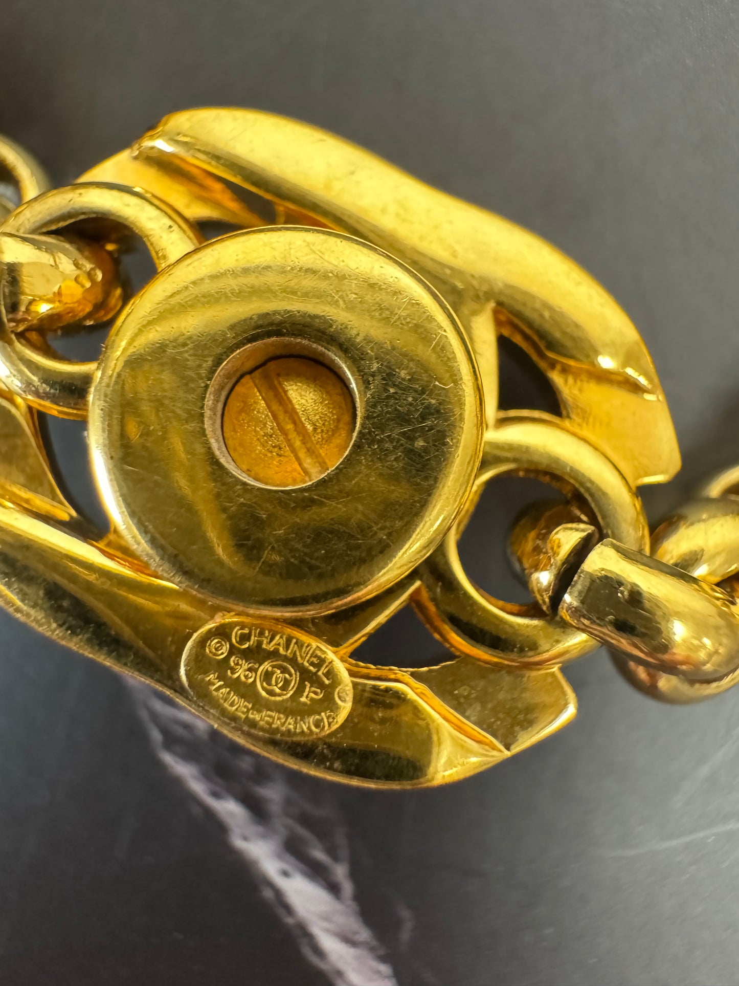 Chanel Vintage Turnlock Letter Charm Bracelet (1996)
