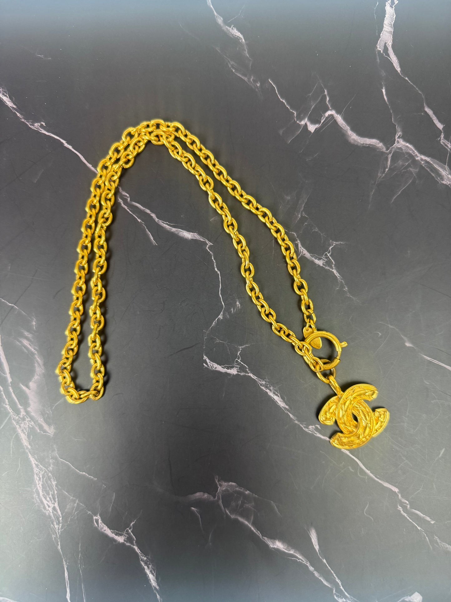 Chanel Vintage Quilted CC Pendant Necklace (1994)