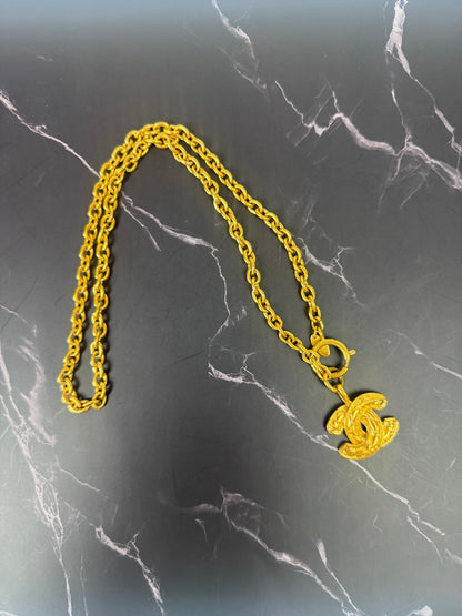 Chanel Vintage Quilted CC Pendant Necklace (1994)