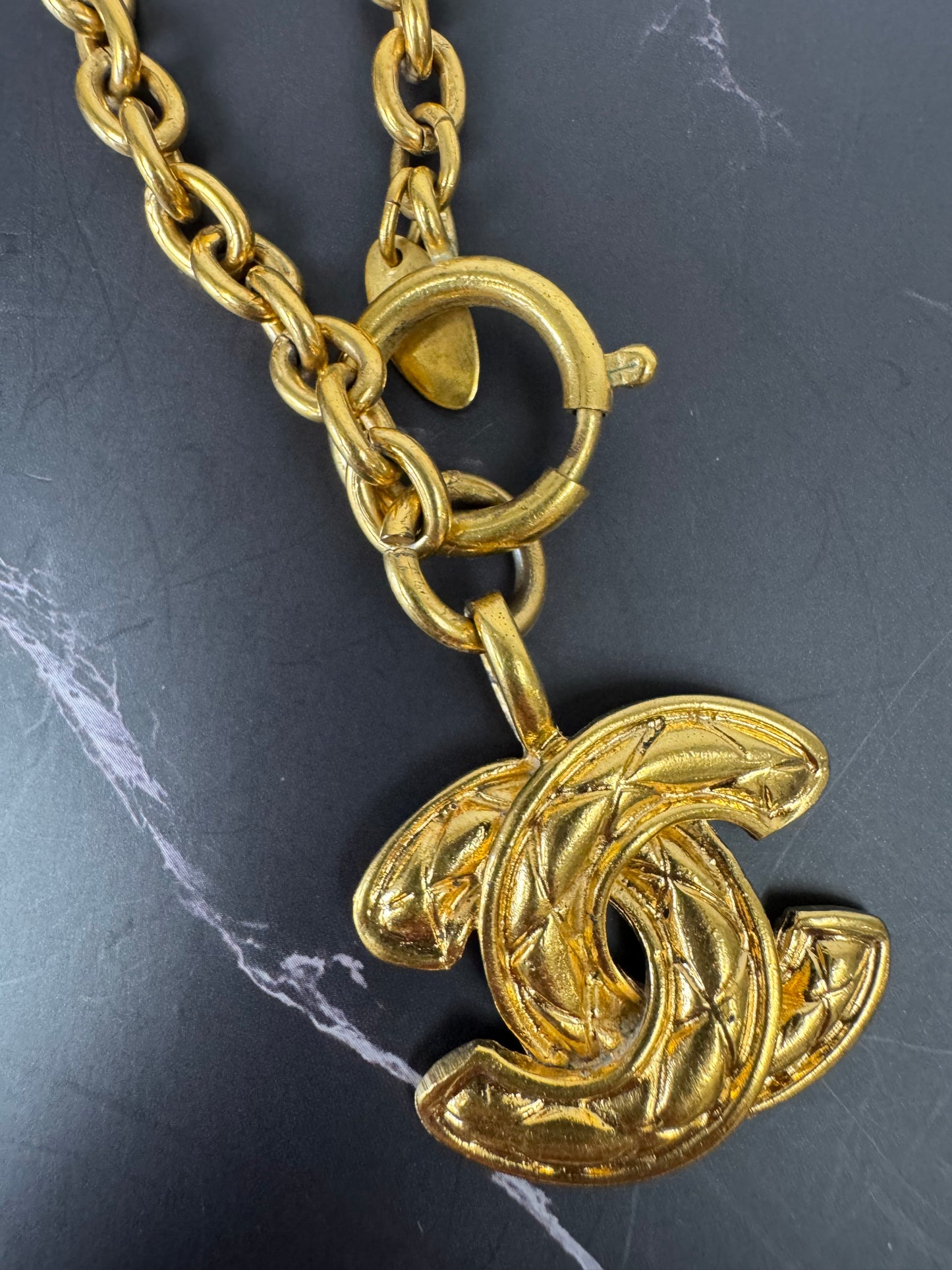 Chanel Vintage Quilted CC Pendant Necklace (1994)