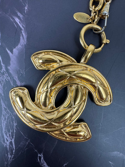 Chanel Vintage Large Quilted CC Pendant Necklace (1990s)