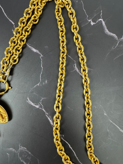 Chanel Vintage Large Quilted CC Pendant Necklace (1990s)