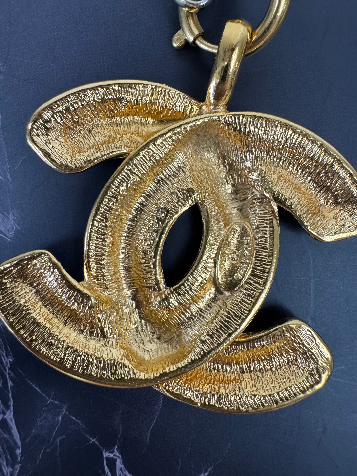 Chanel Vintage Large Quilted CC Pendant Necklace (1990s)