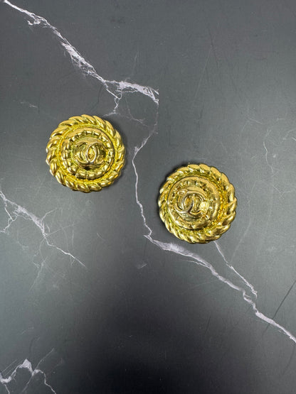 Chanel Medallion Vintage Clip On Earrings