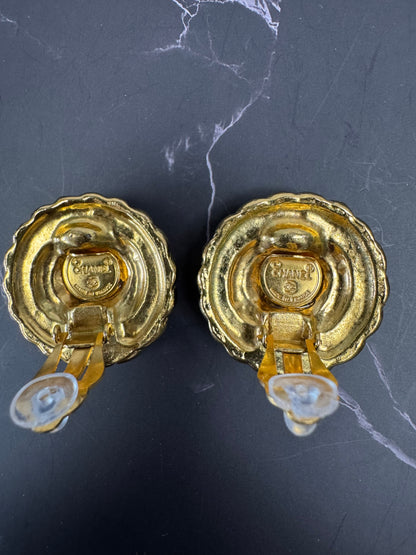 Chanel Medallion Vintage Clip On Earrings