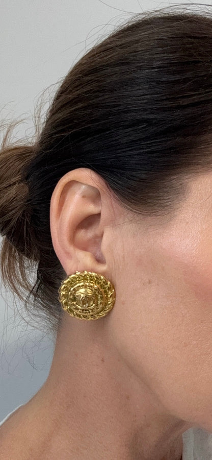 Chanel Medallion Vintage Clip On Earrings