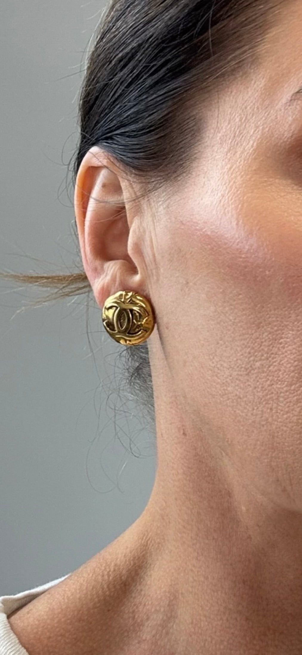 Chanel Quilted Clip On Earrings