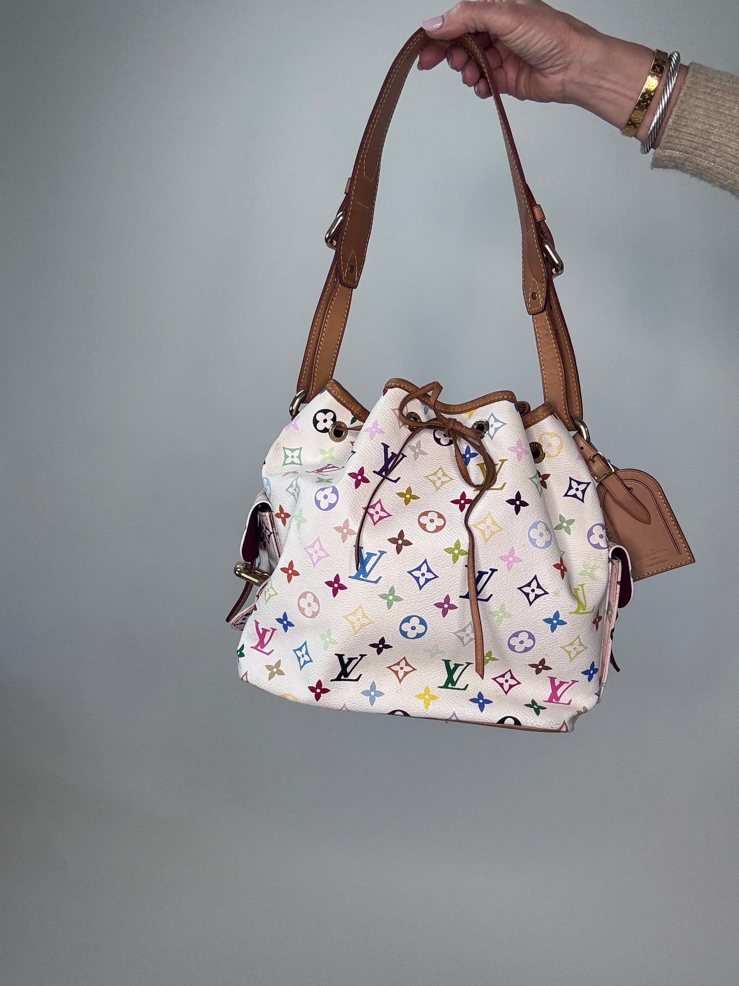 Louis Vuitton Takashi Murakami White Petit Noe Bag