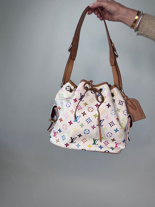 Louis Vuitton Takashi Murakami White Petit Noe Bag