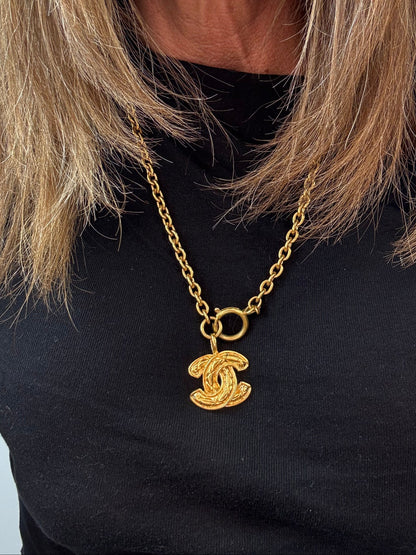 Chanel Vintage Quilted CC Pendant Necklace (1994)