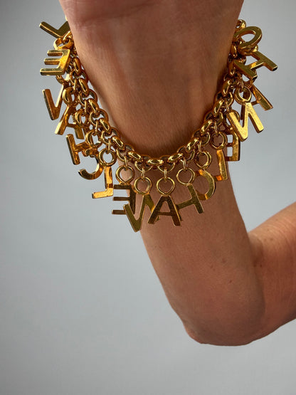 Chanel Vintage Turnlock Letter Charm Bracelet (1996)