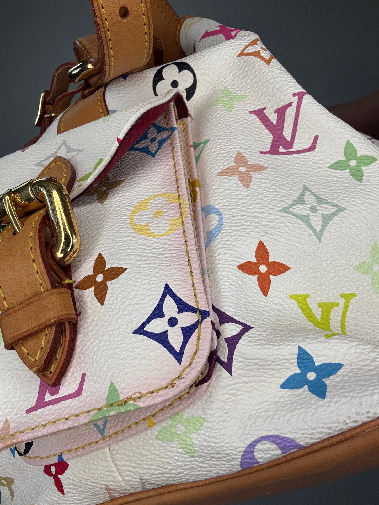 Louis Vuitton Takashi Murakami White Petit Noe Bag