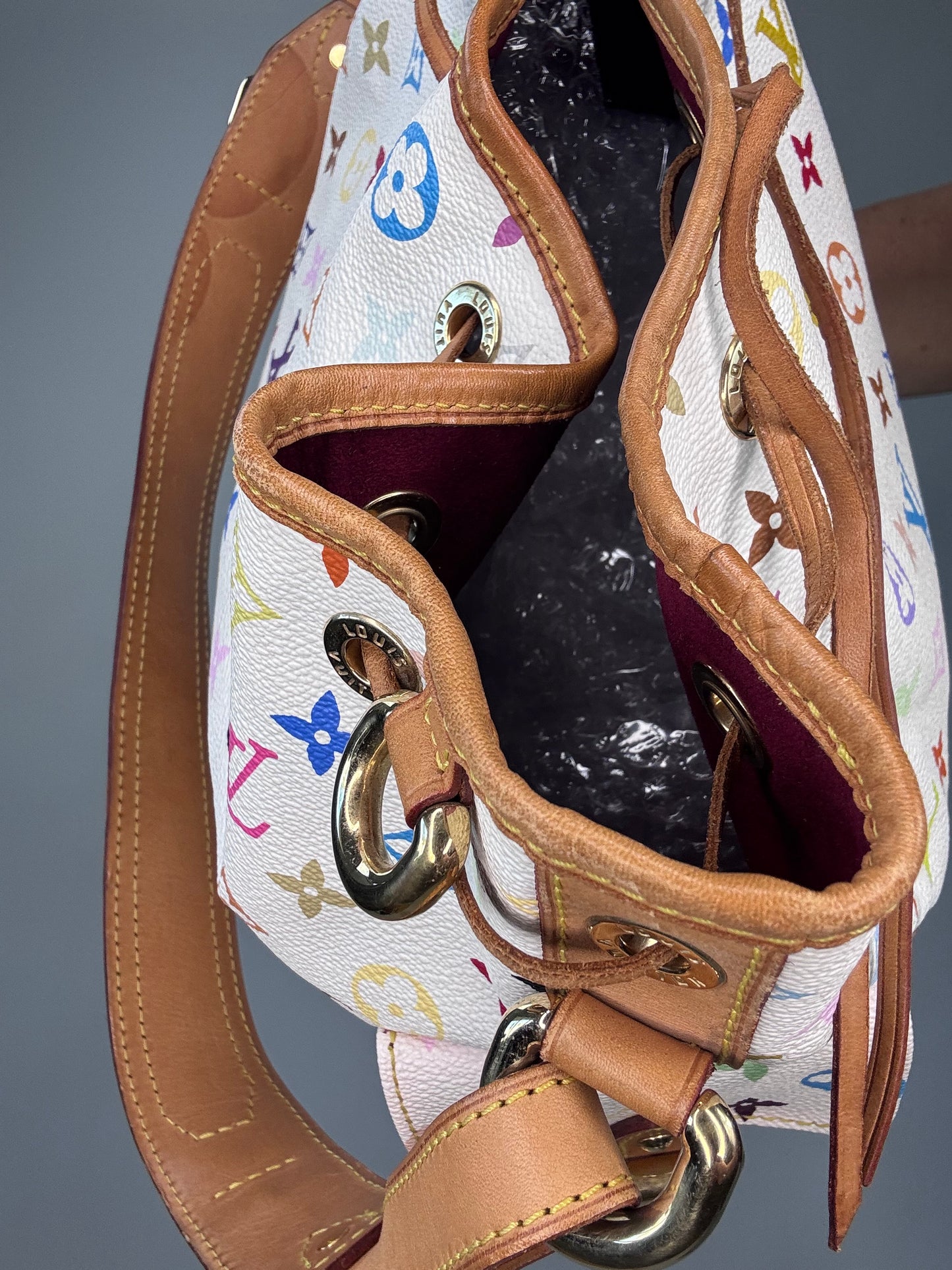 Louis Vuitton Takashi Murakami White Petit Noe Bag