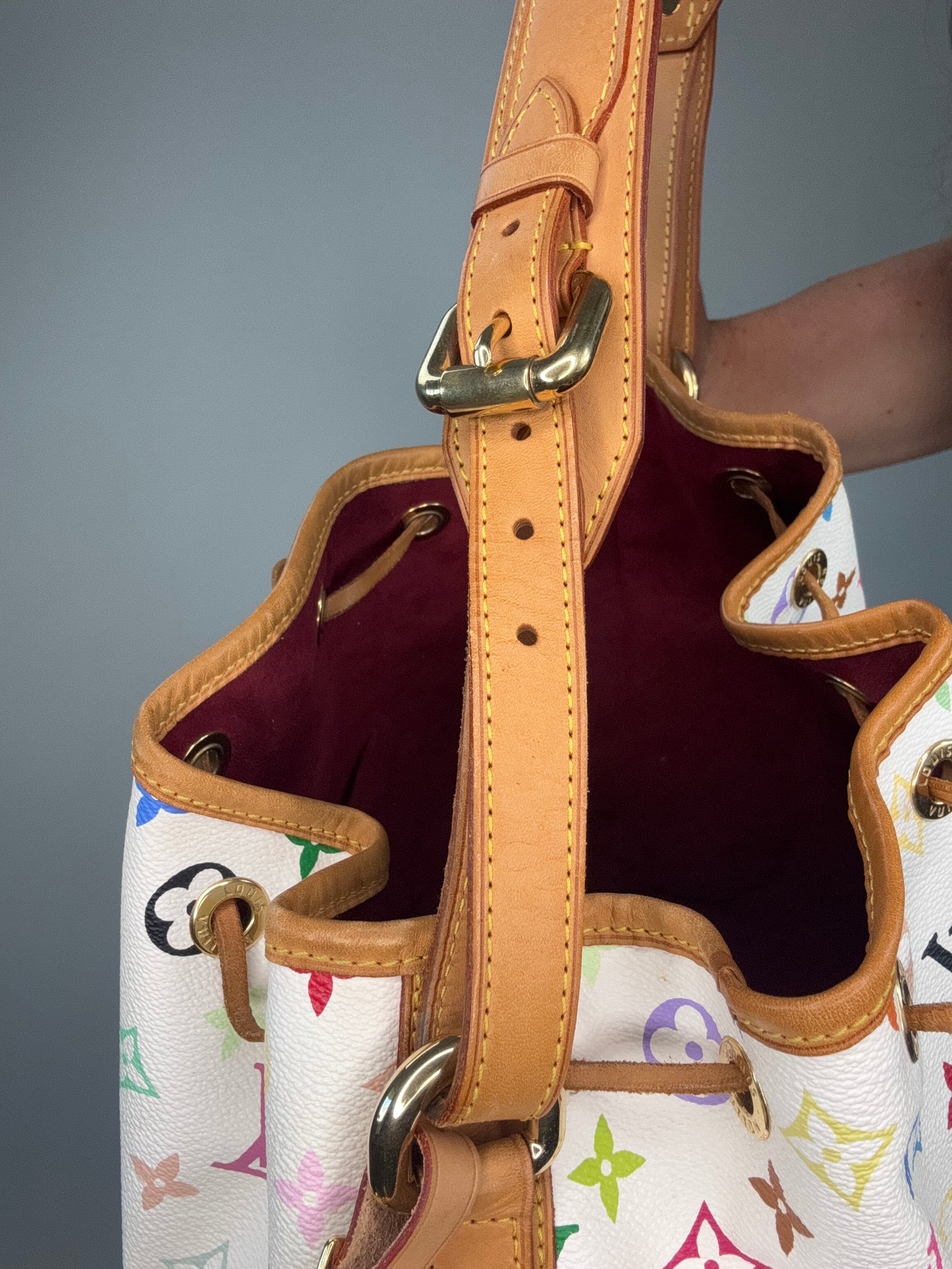 Louis Vuitton Takashi Murakami White Petit Noe Bag