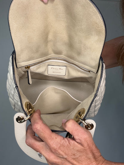 Dior Lady Dior  White Leather Two Way