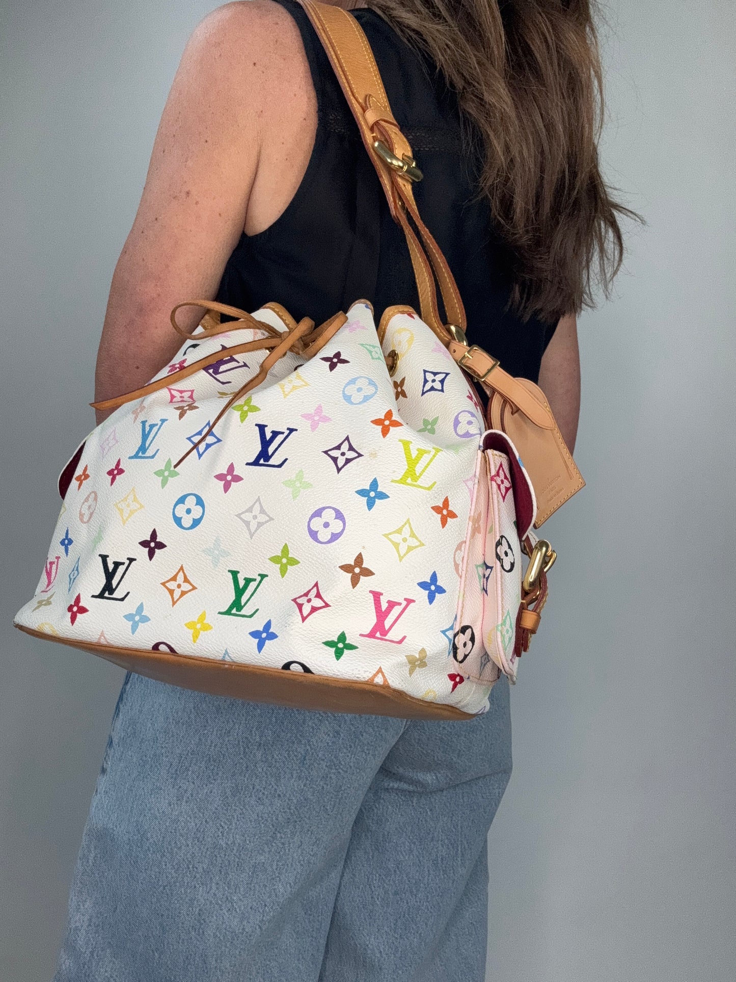 Louis Vuitton Takashi Murakami White Petit Noe Bag