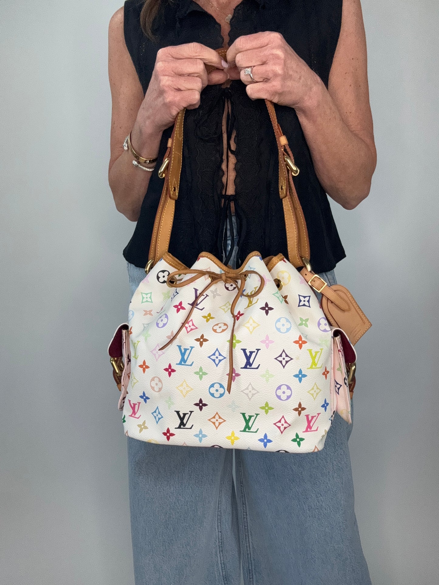 Louis Vuitton Takashi Murakami White Petit Noe Bag