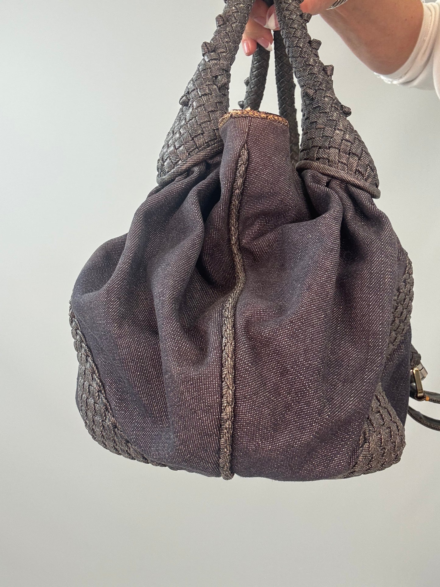 Fendi Rare Spy Bag Denim & Woven Leather