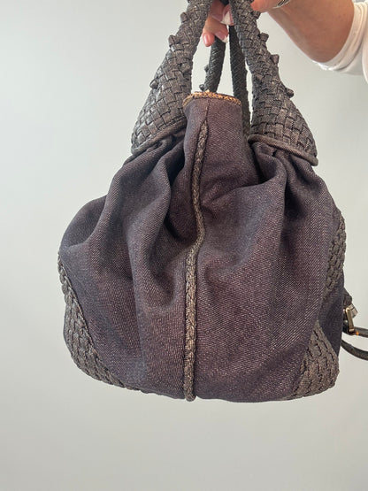 Fendi Rare Spy Bag Denim & Woven Leather