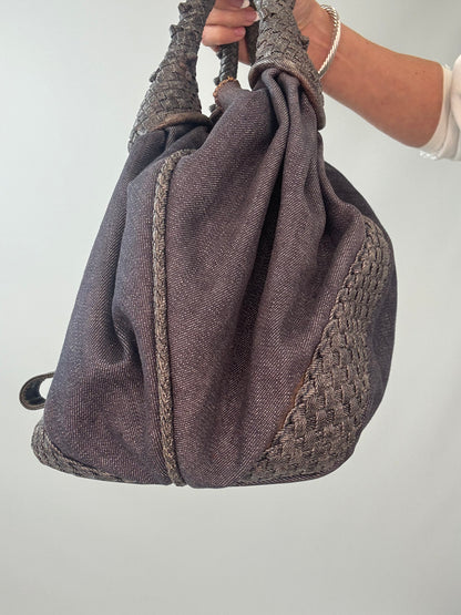Fendi Rare Spy Bag Denim & Woven Leather