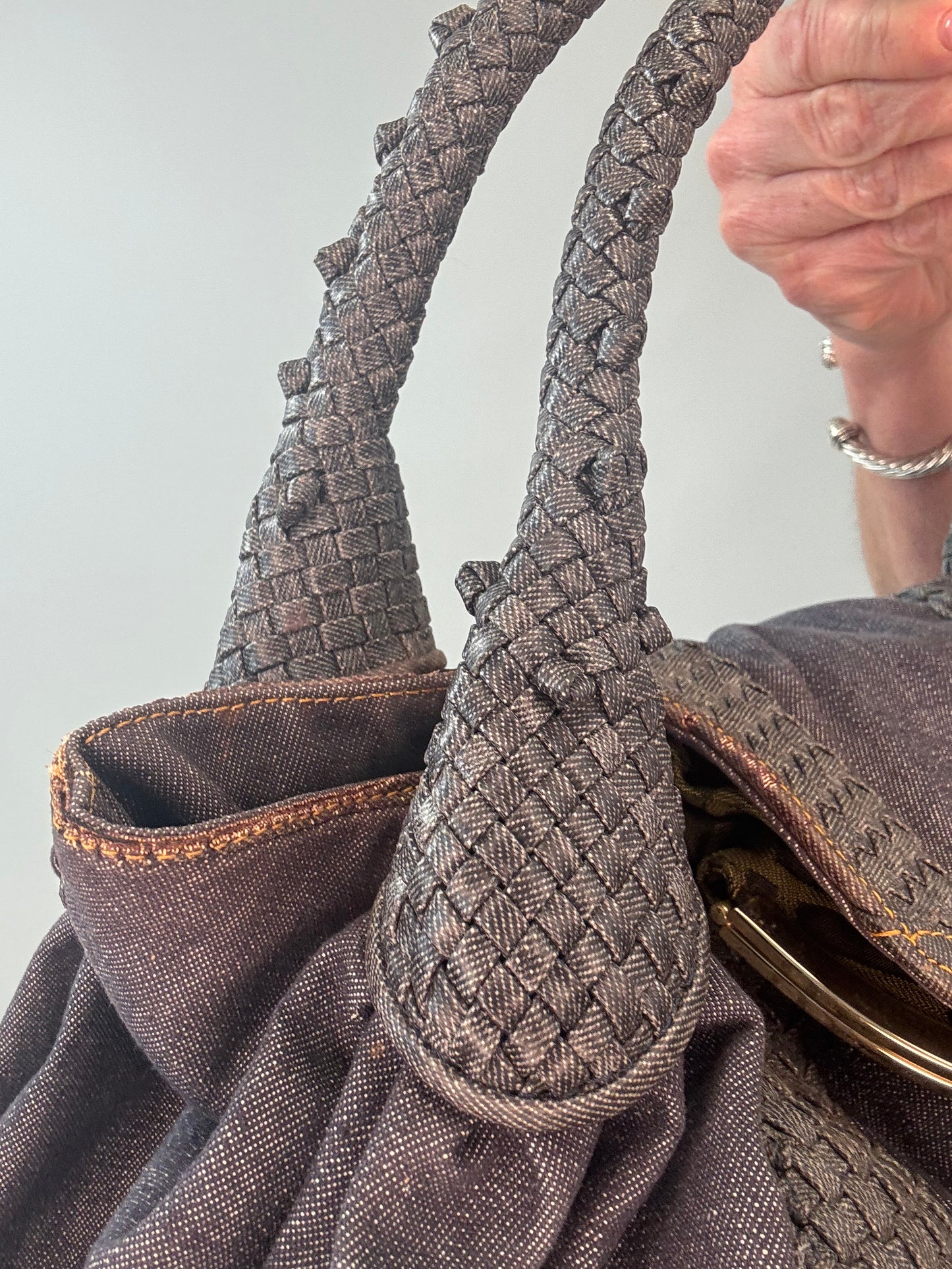 Fendi Rare Spy Bag Denim & Woven Leather