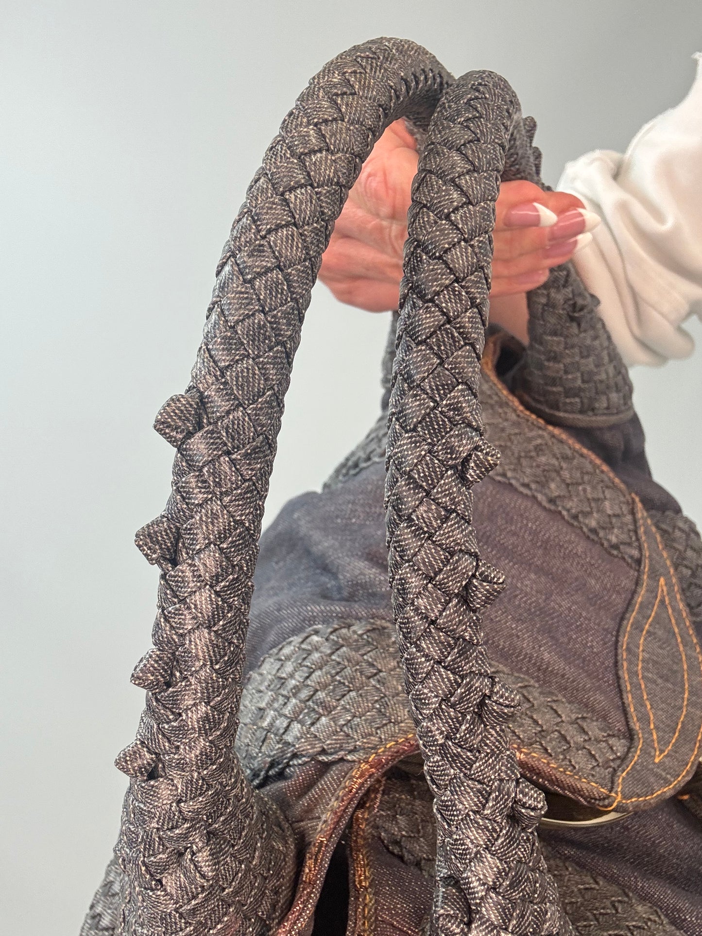 Fendi Rare Spy Bag Denim & Woven Leather