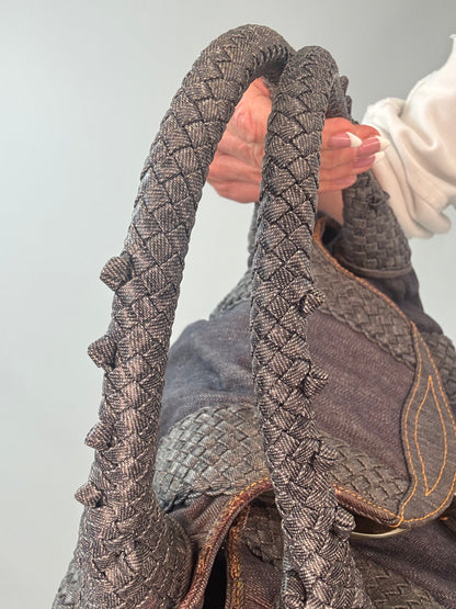 Fendi Rare Spy Bag Denim & Woven Leather