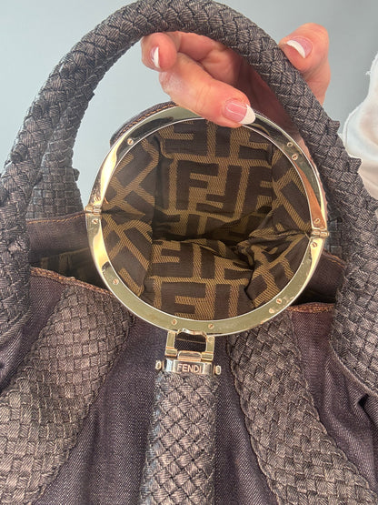 Fendi Rare Spy Bag Denim & Woven Leather