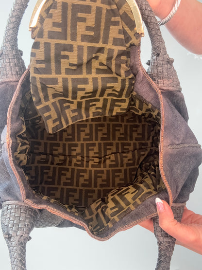 Fendi Rare Spy Bag Denim & Woven Leather