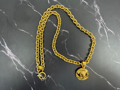 Chanel Vintage 1994 24K Gold-Plated CC Medallion Chain Necklace