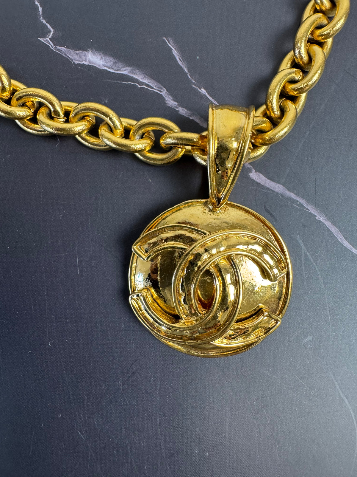 Chanel Vintage 1994 24K Gold-Plated CC Medallion Chain Necklace
